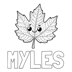 Online Created Coloring Page - MYLES Coloring Page and Smiling Leaf Coloring Page for Kids