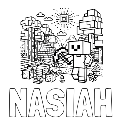 Online Created Coloring Page - NASIAH Coloring Page and Minecraft World Coloring Page