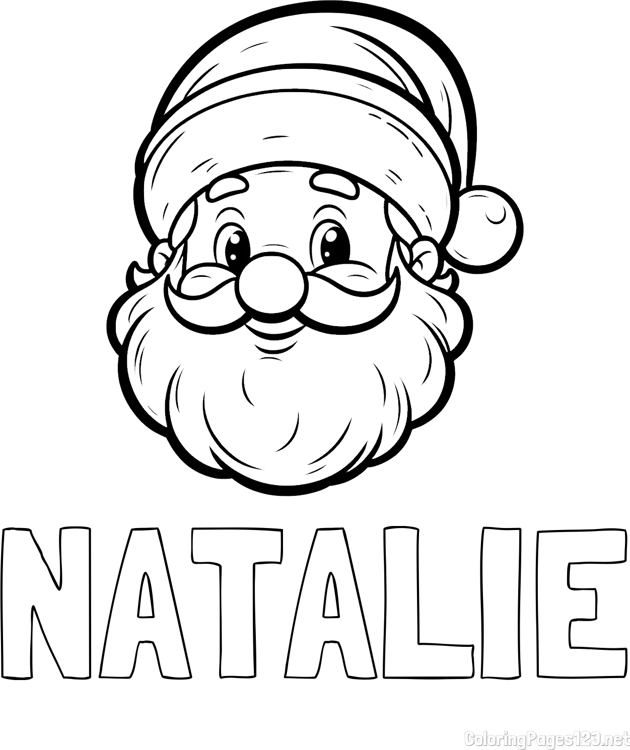 NATALIE Coloring Page alongside Easy Santa Claus Coloring Page