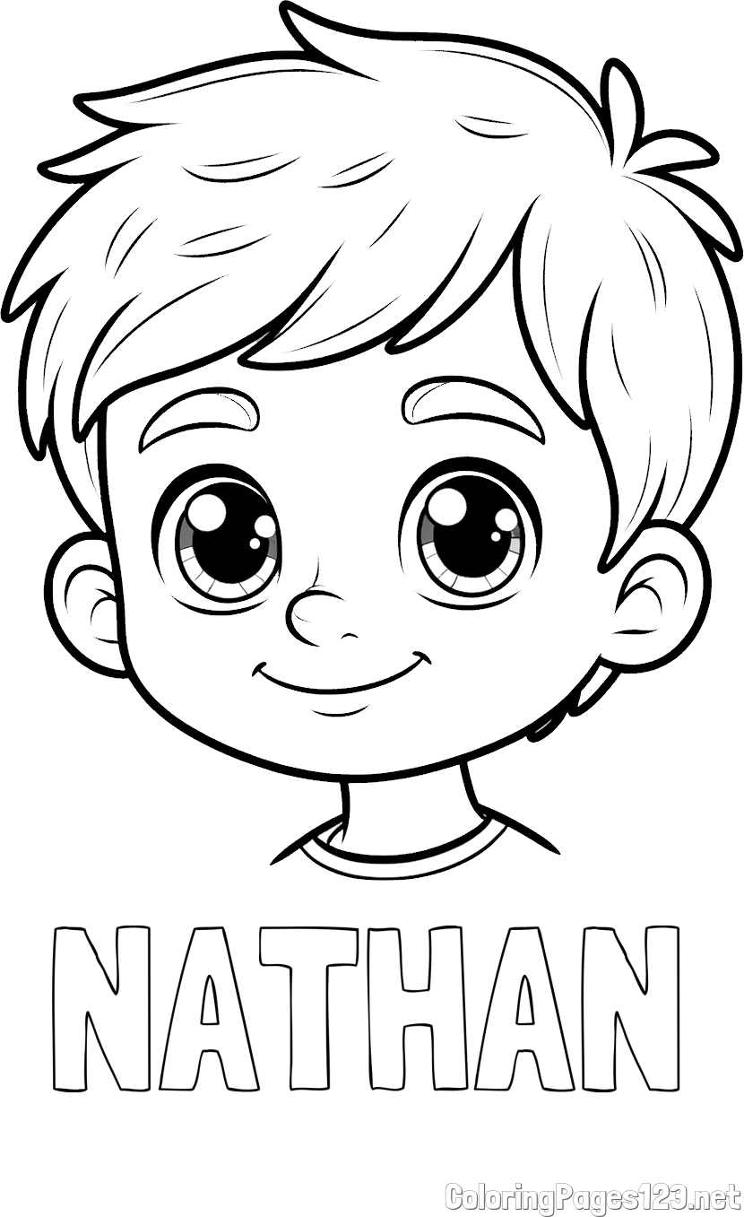 NATHAN Coloring Page and Boy Face Coloring Page
