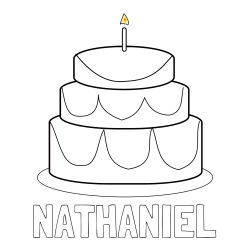 Online Created Coloring Page - NATHANIEL Coloring Page and Big Birthday Cake Coloring Page