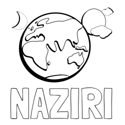 NAZIRI Coloring Page alongside Earth, Sun, and Moon Coloring Page