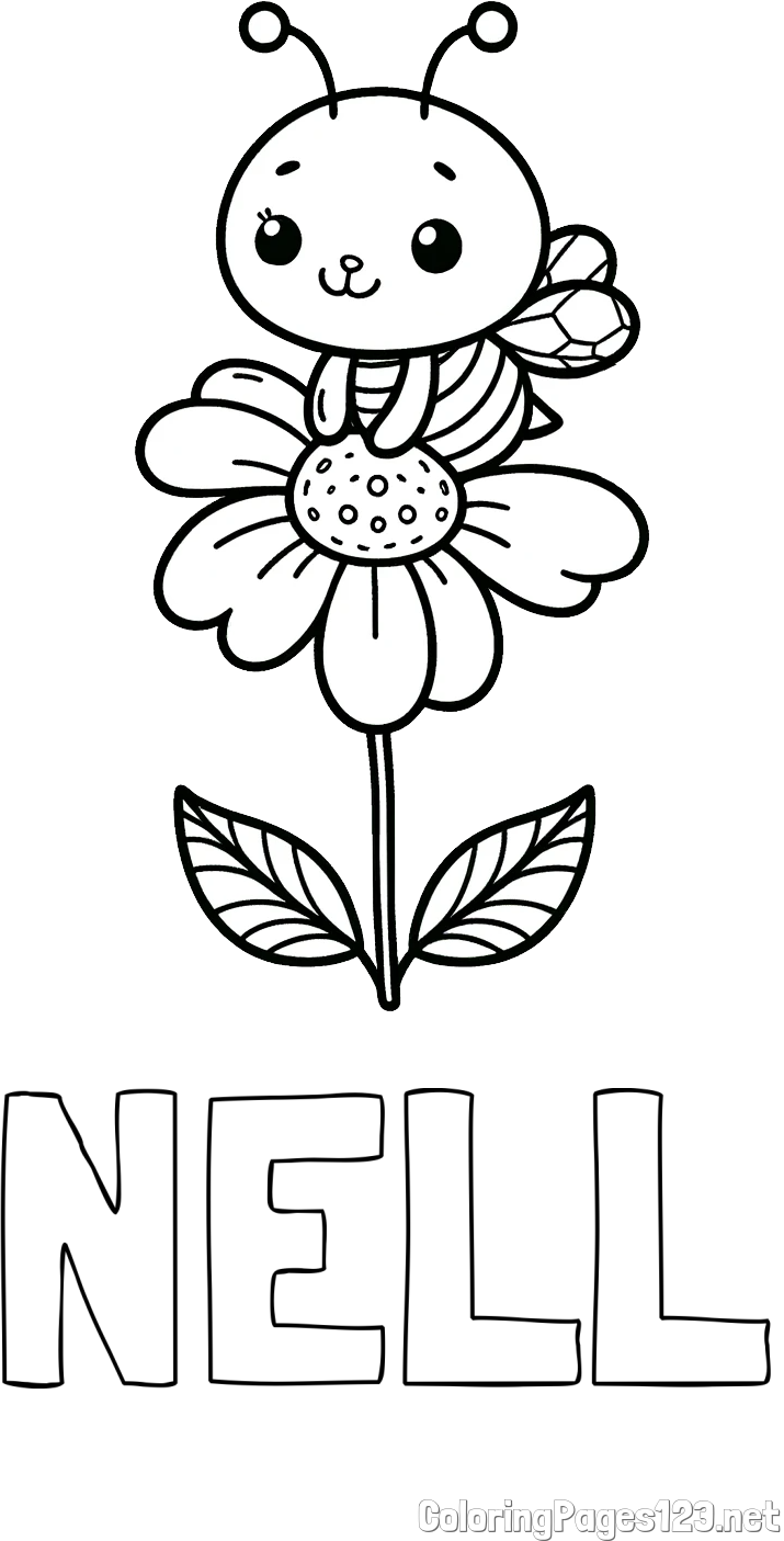 NELL Coloring Page and Coloring Page of a Cute Bee on a Flower
