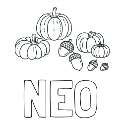 Online Created Coloring Page - NEO Coloring Page and Autumn Harvest Coloring Page - Acorns and Pumpkins