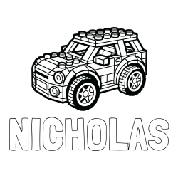 Online Created Coloring Page - NICHOLAS Coloring Page alongside LEGO Car Coloring Page