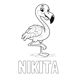 Online Created Coloring Page - NIKITA Coloring Page and Coloring Page of a Cute Smiling Flamingo