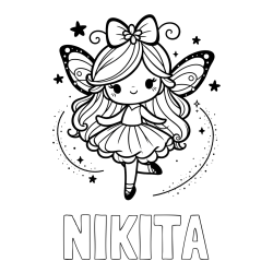 Online Created Coloring Page - NIKITA Coloring Page and Cute Magical Fairy