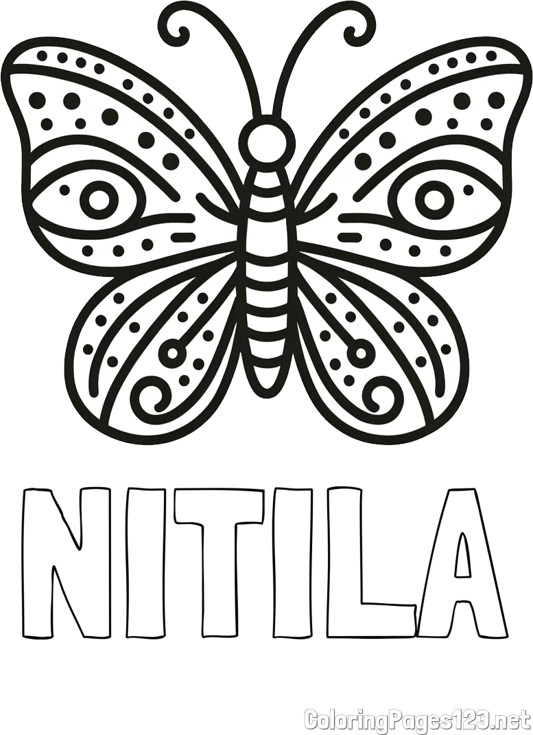 NITILA Coloring Page and Butterfly Coloring Page (Simple)