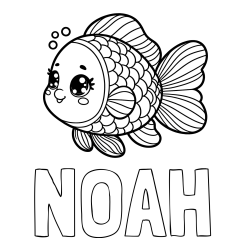 NOAH Coloring Page and Coloring Page of a Cute Fish