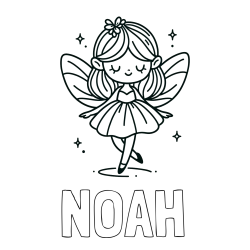 Online Created Coloring Page - NOAH Coloring Page and Simple Coloring Page of a Magical Fairy