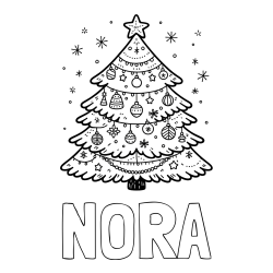 NORA Coloring Page alongside Coloring Page of a Beautiful Christmas Tree
