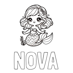 NOVA Coloring Page alongside Coloring Page of a Charming Mermaid