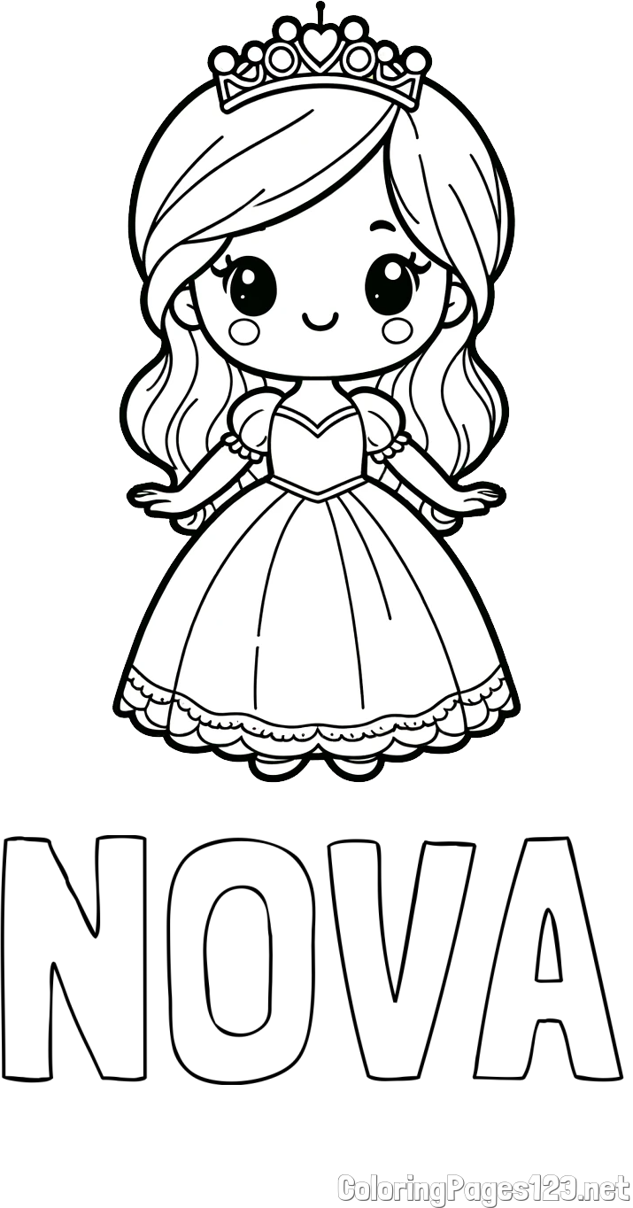 NOVA Coloring Page and Coloring Page of a Cute Princess