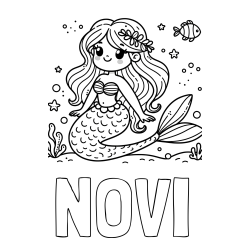 Online Created Coloring Page - NOVI Coloring Page and Coloring Page of a Cute Mermaid in the Sea