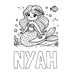 Online Created Coloring Page - NYAH Coloring Page and Coloring Page of a Cute Mermaid in the Sea