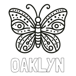 Online Created Coloring Page - OAKLYN Coloring Page and Butterfly Coloring Page (Simple)