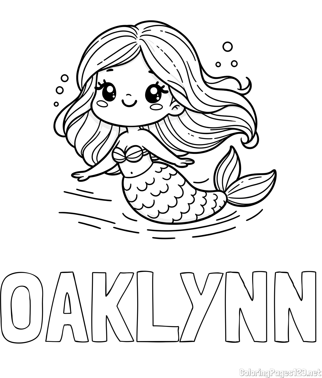 OAKLYNN Coloring Page and Coloring Page of a Cute Mermaid