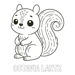 Online Created Coloring Page - OCTAVIA LANTZ Coloring Page and Easy Coloring Page of a Cute Squirrel