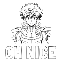 OH NICE Coloring Page alongside Coloring Page of an Anime Superhero