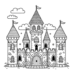 Old Castle Coloring Page for Kids -