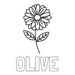 Online Created Coloring Page - OLIVE Coloring Page and Flower Coloring Page