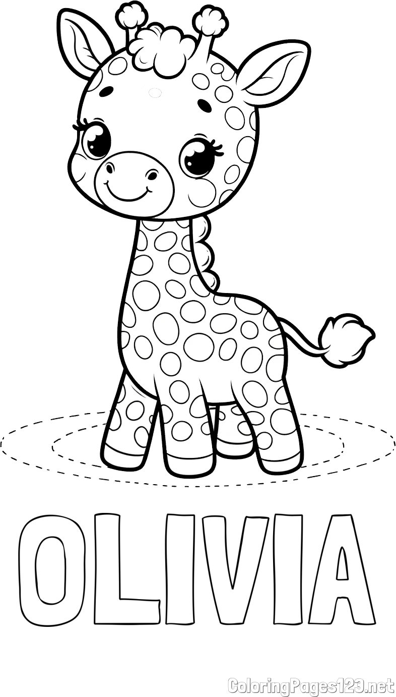 OLIVIA Coloring Page and Playful Giraffe Coloring Page