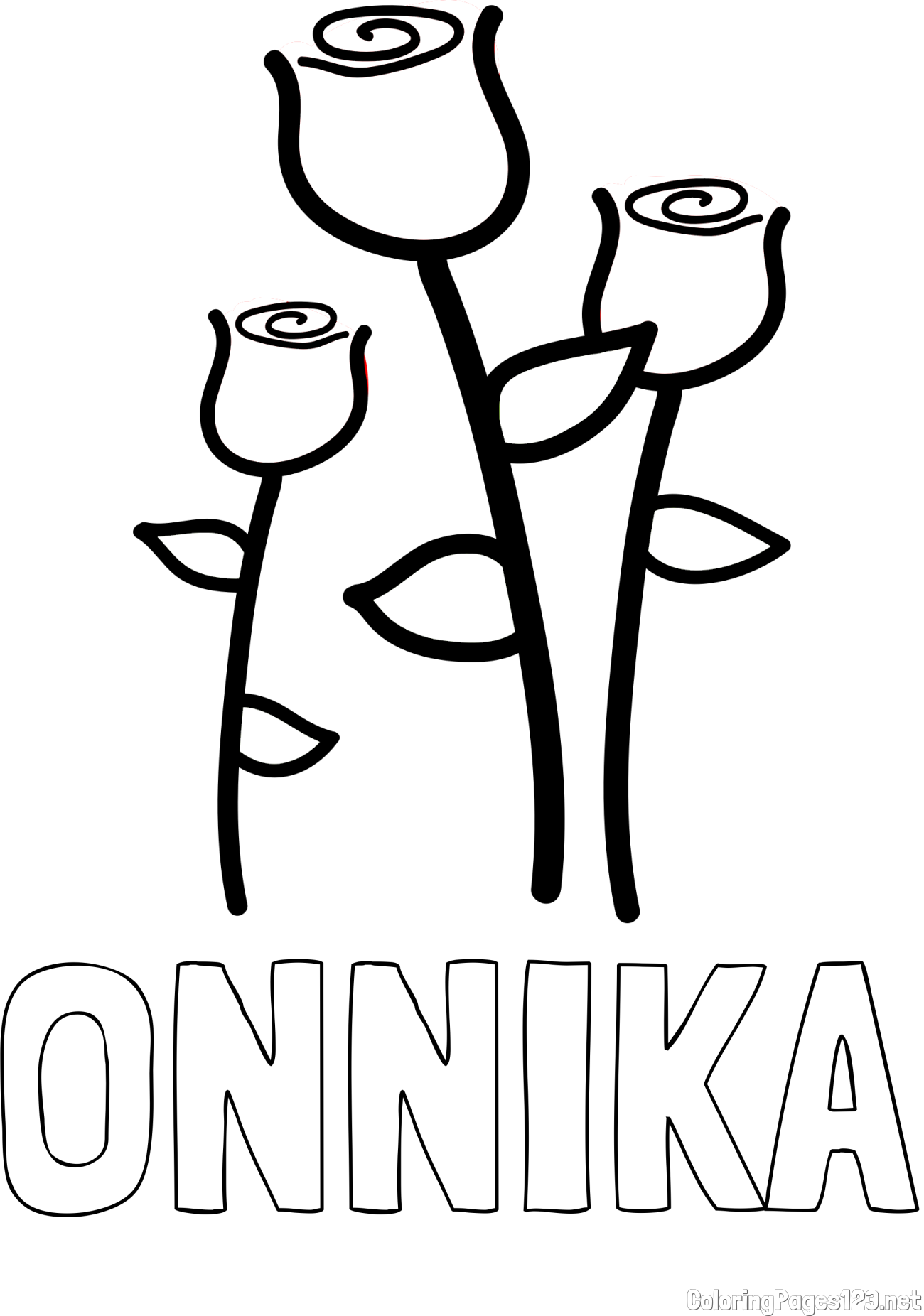 ONNIKA Coloring Page and Three Roses Coloring Page