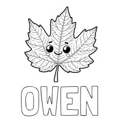 Online Created Coloring Page - OWEN Coloring Page and Smiling Leaf Coloring Page for Kids