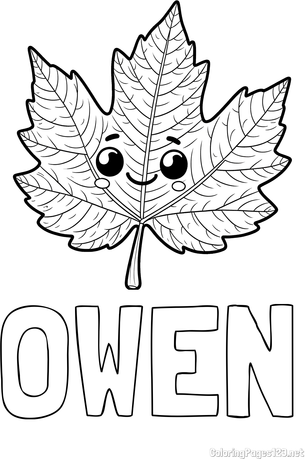 OWEN Coloring Page and Smiling Leaf Coloring Page for Kids
