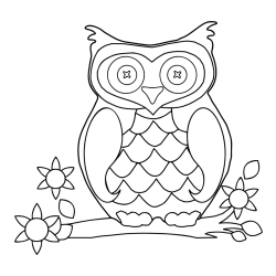 Owl on a Branch Coloring Page