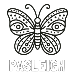 Online Created Coloring Page - PASLEIGH Coloring Page and Butterfly Coloring Page (Simple)