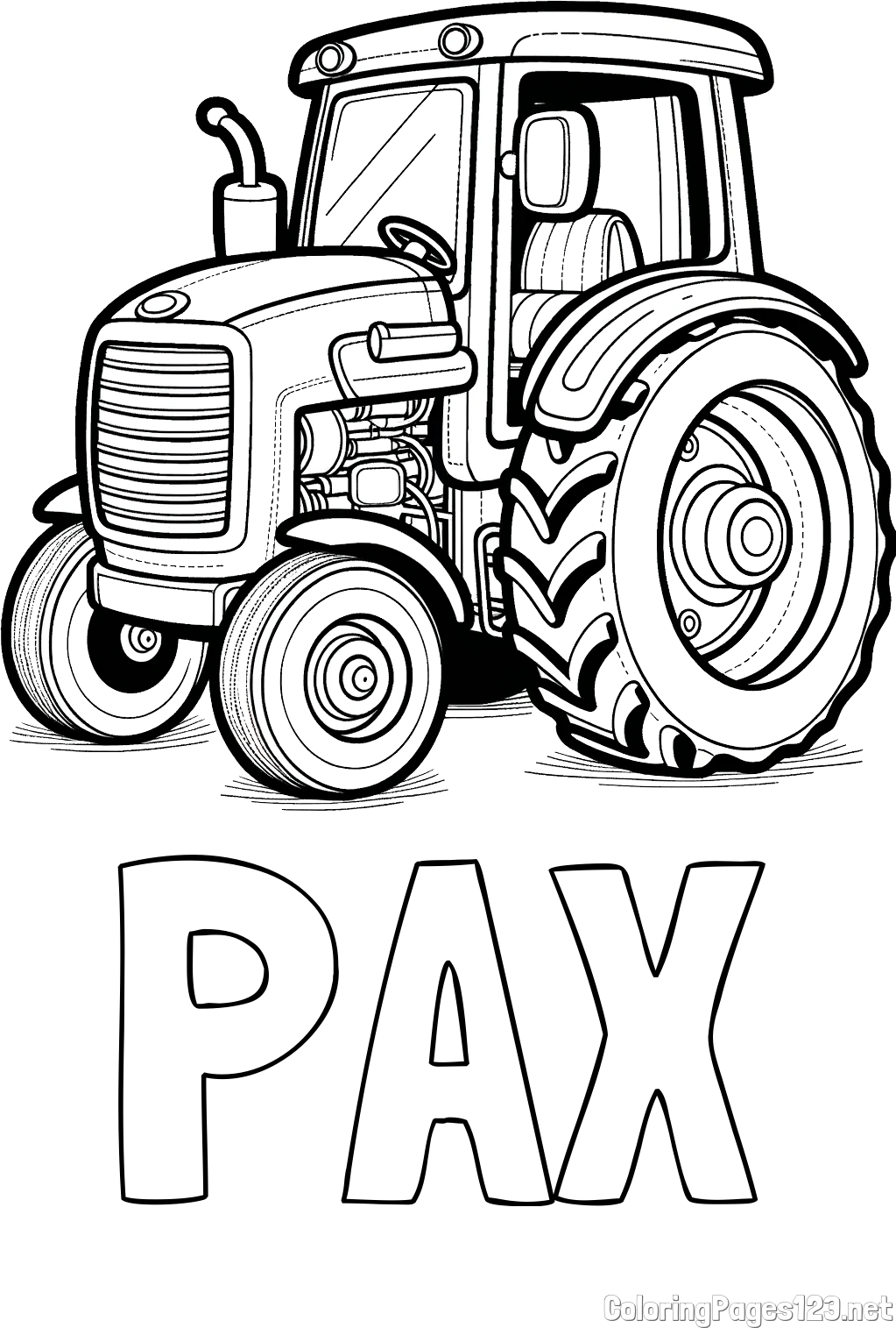 PAX Coloring Page and Tractor Coloring Page - Realistic and Beautiful
