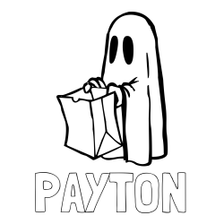 Online Created Coloring Page - PAYTON Coloring Page and Ghost with a Candy Bag Coloring Page