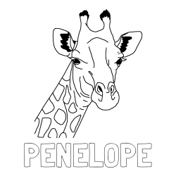 Online Created Coloring Page - PENELOPE Coloring Page and Beautiful Coloring Page of a Giraffe's Head