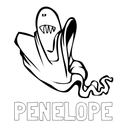 Online Created Coloring Page - PENELOPE Coloring Page and Funny Ghost Coloring Page for Kids