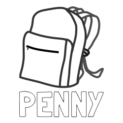 Online Created Coloring Page - PENNY Coloring Page and School Backpack Coloring Page