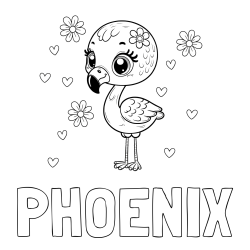 Online Created Coloring Page - PHOENIX Coloring Page and Coloring Page of a Cute Flamingo with Flowers