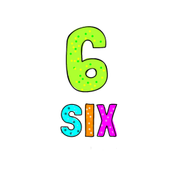Pobarvana pobarvanka - Coloring of the number six (6) with the written name