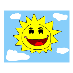 Pobarvana pobarvanka - Coloring Page of a Cute Smiling Sun