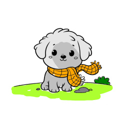 Pobarvana pobarvanka - Coloring page of an adorable puppy