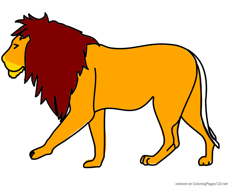 Colored coloring page - Easy Lion Coloring Page