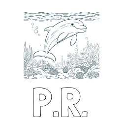 Online Created Coloring Page - P.R. Coloring Page and Coloring Page of a Cute Dolphin Swimming in the Sea