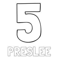 Online Created Coloring Page - PRESLEE Coloring Page and Coloring Page of Number Five (5)