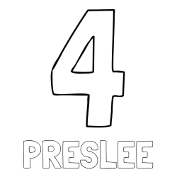 Online Created Coloring Page - PRESLEE Coloring Page and Coloring Page of Number Four (4)