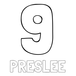 Online Created Coloring Page - PRESLEE Coloring Page and Coloring Page of Number Nine (9)