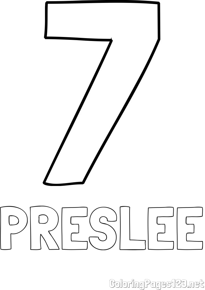 PRESLEE Coloring Page and Coloring Page of Number Seven (7)