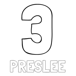 Online Created Coloring Page - PRESLEE Coloring Page and Coloring page of number three (3)
