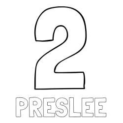 Online Created Coloring Page - PRESLEE Coloring Page and Coloring Page of Number Two (2)