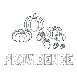 Online Created Coloring Page - PROVIDENCE Coloring Page and Autumn Harvest Coloring Page - Acorns and Pumpkins