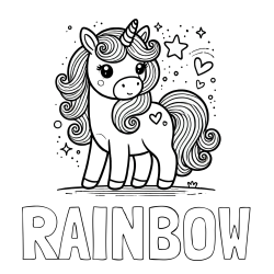 Online Created Coloring Page - RAINBOW Coloring Page and Cute Unicorn Coloring Page